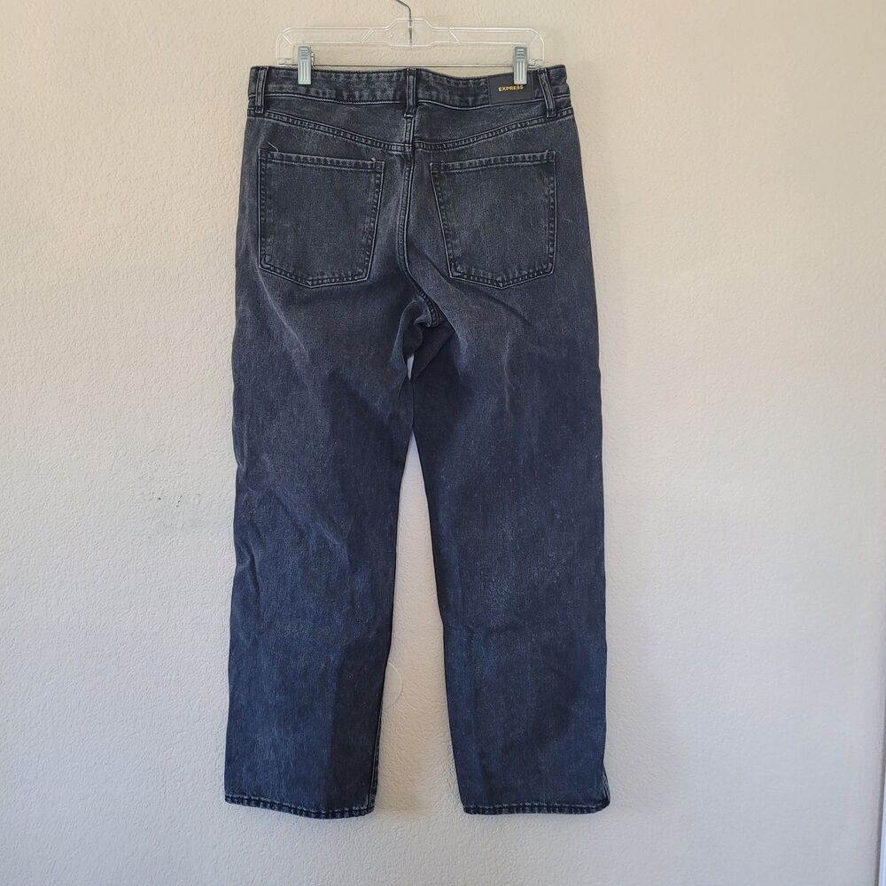 Express Jeans Womens Size 10 Low Rise Relaxed Straight Button Fly Faded Black - Picture 8 of 8